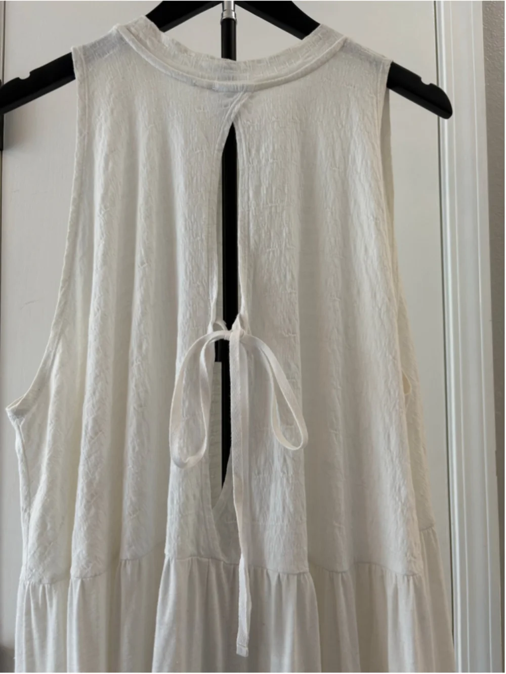 Free People Right On Time Tiered Tunic Cami Top White Cream Open Back Size M